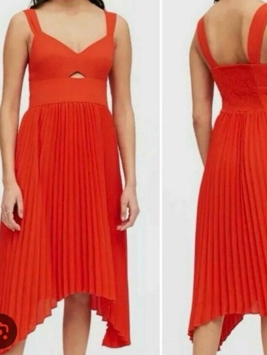 Banana Republic Dresses & Skirts - Banana Republic High-Low Pleated Dress in Vibrant Fire Engine Red